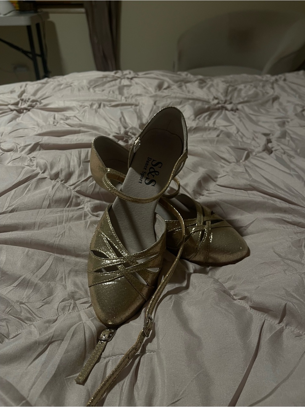 S&S Sparkle Gold Strappy Women's Flats
